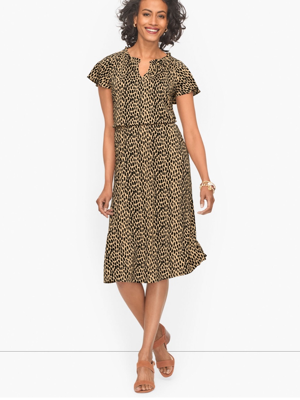 Talbots JERSEY FIT & FLARE DRESS - ANIMAL PRINT